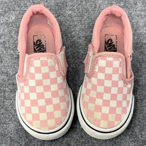 Vans Toddler Girls Size 6 Pink Checkerboard Slip on Sneakers
